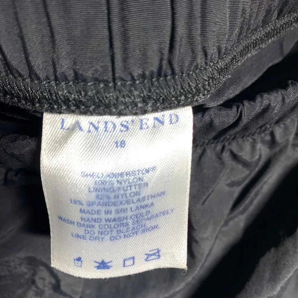 Lands End Women Black Polyester Shorts Size 18W Swim‎ Lined